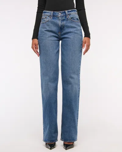 Abercrombie & Fitch Curve Love Low Rise Baggy Jean In Blue