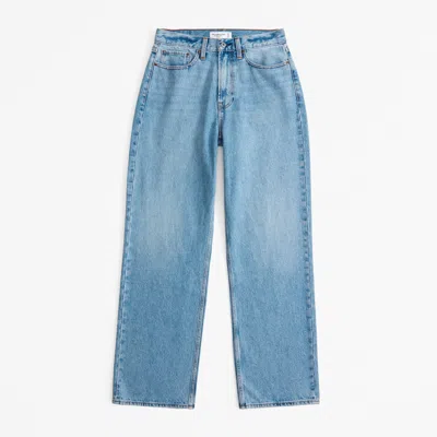 Abercrombie & Fitch Curve Love Mid Rise Slouchy Jean In Blue