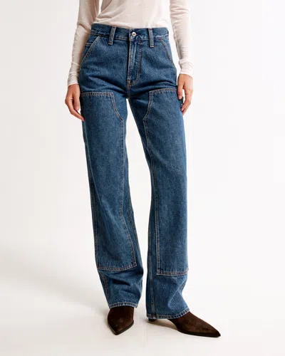 Abercrombie & Fitch Mid Rise Slouchy Jean In Blue