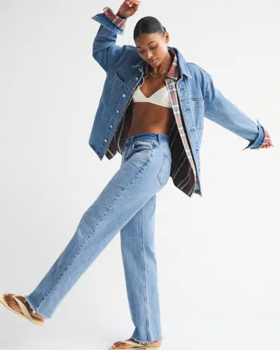 Abercrombie & Fitch Curve Love Low Rise Baggy Jean In Black