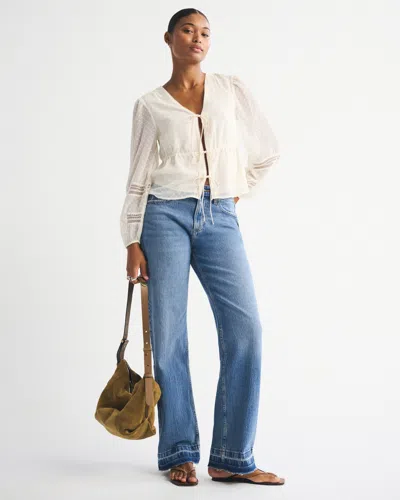 Abercrombie & Fitch Curve Love Low Rise Baggy Jean In Blue