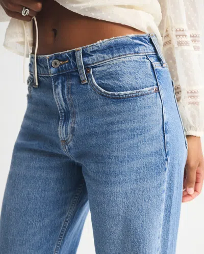 Abercrombie & Fitch Curve Love Low Rise Baggy Jean In Blue
