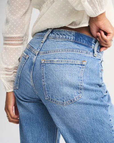 Abercrombie & Fitch Curve Love Low Rise Baggy Jean In Blue