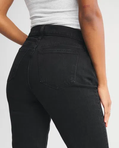 Abercrombie & Fitch Curve Love Mid Rise 90s Straight Jean In Black