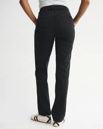 Abercrombie & Fitch Curve Love Mid Rise 90s Straight Jean In Black