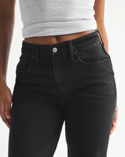 Abercrombie & Fitch Curve Love Mid Rise 90s Straight Jean In Black