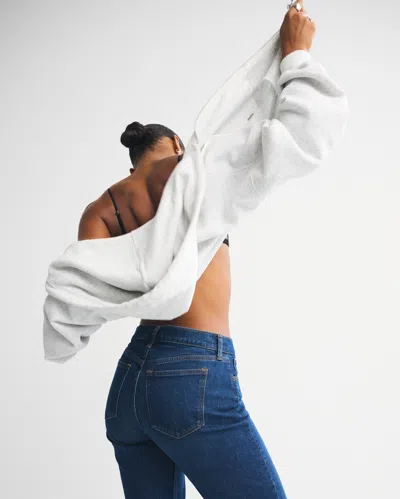 Abercrombie & Fitch Curve Love Mid Rise 90s Straight Jean In Blue