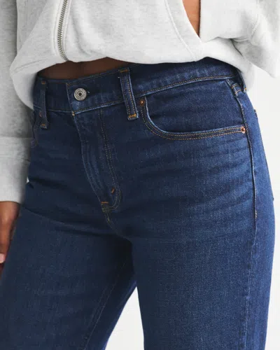 Abercrombie & Fitch Curve Love Mid Rise 90s Straight Jean In Blue
