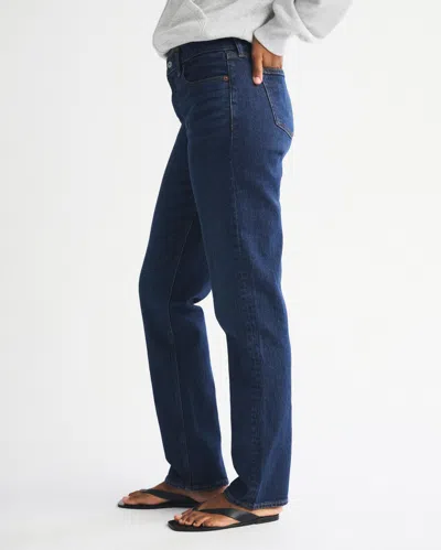 Abercrombie & Fitch Curve Love Mid Rise 90s Straight Jean In Blue