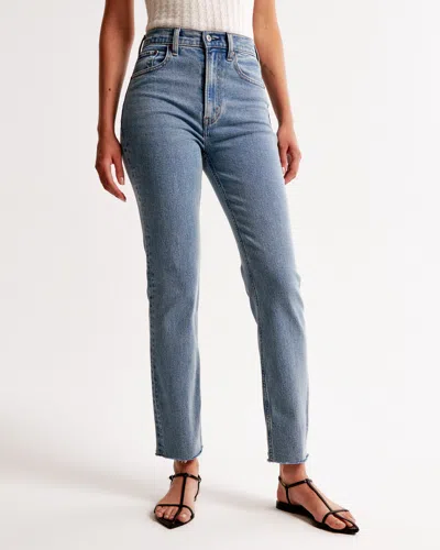 Abercrombie & Fitch Ultra High Rise Ankle Straight Jean In Blue