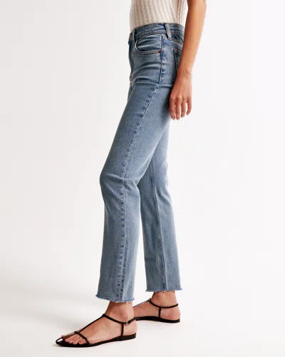 Abercrombie & Fitch Ultra High Rise Ankle Straight Jean In Blue