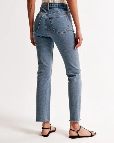 Abercrombie & Fitch Ultra High Rise Ankle Straight Jean In Blue