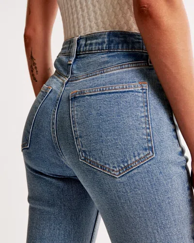 Abercrombie & Fitch Ultra High Rise Ankle Straight Jean In Blue