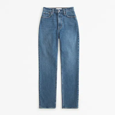 Abercrombie & Fitch Curve Love Ultra High Rise 90s Straight Jean In Blue