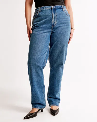 Abercrombie & Fitch Curve Love Ultra High Rise 90s Straight Jean In Blue