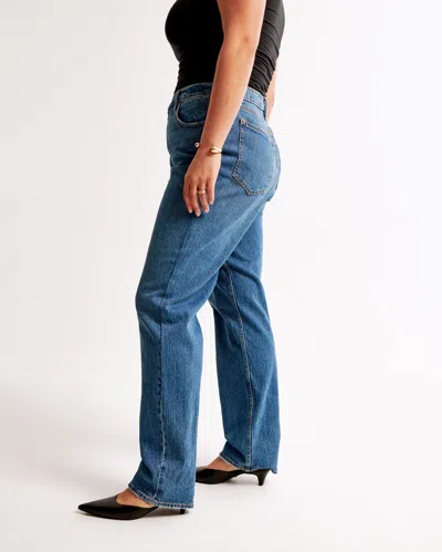 Abercrombie & Fitch Curve Love Ultra High Rise 90s Straight Jean In Blue