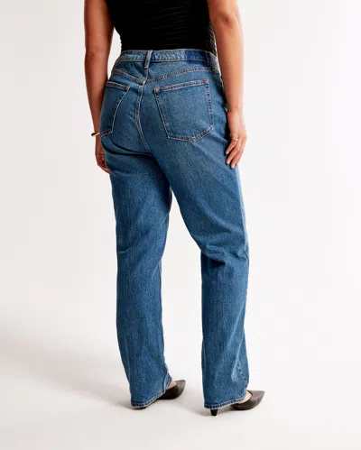 Abercrombie & Fitch Curve Love Ultra High Rise 90s Straight Jean In Blue