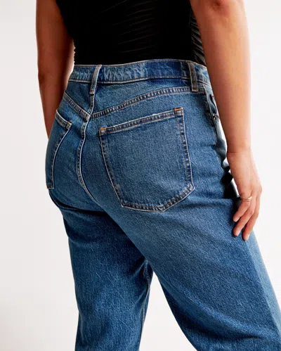 Abercrombie & Fitch Curve Love Ultra High Rise 90s Straight Jean In Blue