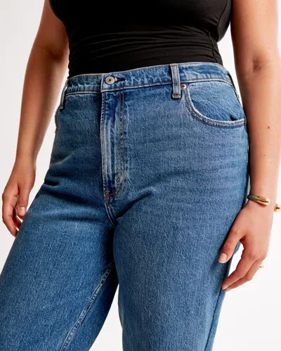 Abercrombie & Fitch Curve Love Ultra High Rise 90s Straight Jean In Blue