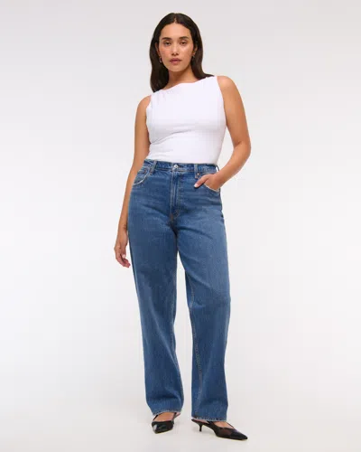 Abercrombie & Fitch Ultra High Rise 90s Straight Jean In Blue