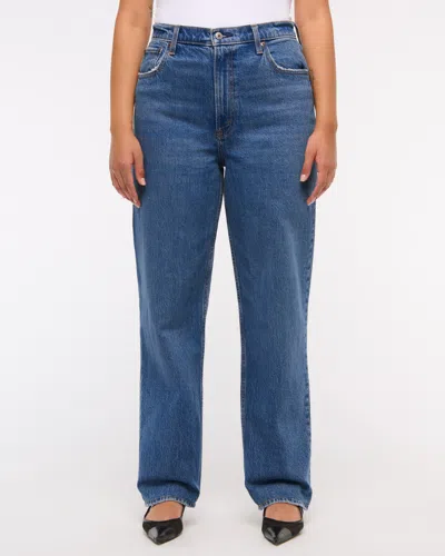 Abercrombie & Fitch Ultra High Rise 90s Straight Jean In Blue