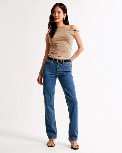 Abercrombie & Fitch Mid Rise 90s Straight Jean In Blue