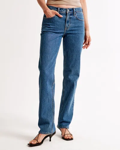 Abercrombie & Fitch Mid Rise 90s Straight Jean In Blue