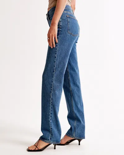 Abercrombie & Fitch Mid Rise 90s Straight Jean In Blue