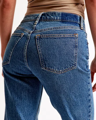Abercrombie & Fitch Mid Rise 90s Straight Jean In Blue