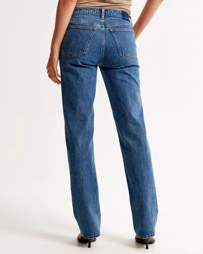 Abercrombie & Fitch Mid Rise 90s Straight Jean In Blue