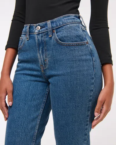 Abercrombie & Fitch Curve Love Mid Rise 90s Straight Jean In Black