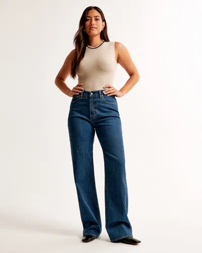 Abercrombie & Fitch Curve Love High Rise 90s Relaxed Jean In Blue