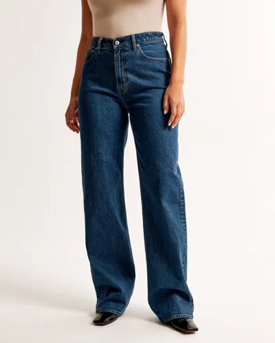 Abercrombie & Fitch Curve Love High Rise 90s Relaxed Jean In Blue
