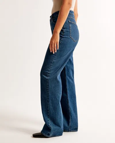 Abercrombie & Fitch Curve Love High Rise 90s Relaxed Jean In Blue