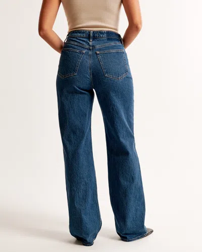 Abercrombie & Fitch Curve Love High Rise 90s Relaxed Jean In Blue