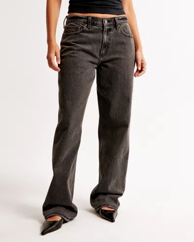Abercrombie & Fitch Curve Love Low Rise Baggy Jean In Gray