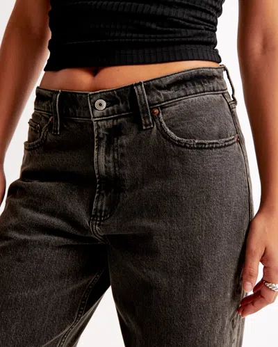 Abercrombie & Fitch Curve Love Low Rise Baggy Jean In Gray