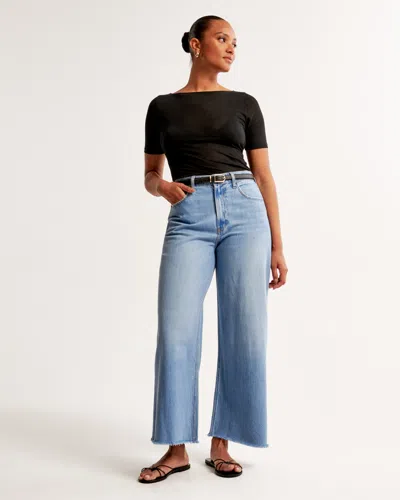 Abercrombie & Fitch Curve Love High Rise Cropped Wide Leg Jean