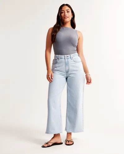 Abercrombie & Fitch Curve Love High Rise Cropped Wide Leg Jean