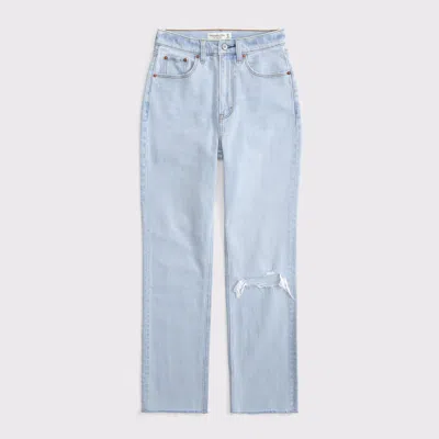 Abercrombie & Fitch Curve Love Ultra High Rise Ankle Straight Jean In Blue