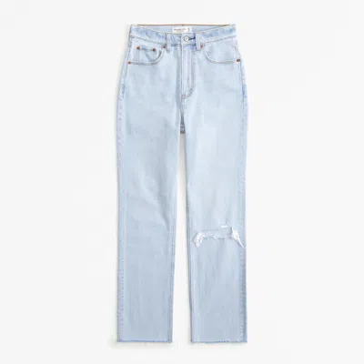 Abercrombie & Fitch Ultra High Rise Ankle Straight Jean In Blue