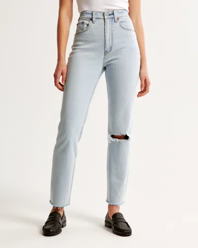 Abercrombie & Fitch Ultra High Rise Ankle Straight Jean In Blue