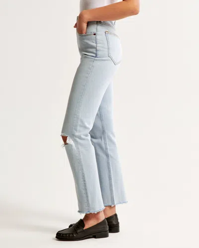 Abercrombie & Fitch Ultra High Rise Ankle Straight Jean In Blue