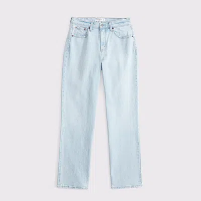 Abercrombie & Fitch Curve Love Mid Rise 90s Straight Jean In Blue
