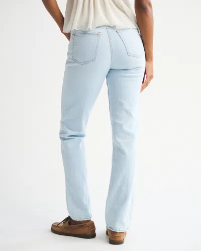 Abercrombie & Fitch Curve Love Mid Rise 90s Straight Jean In Blue