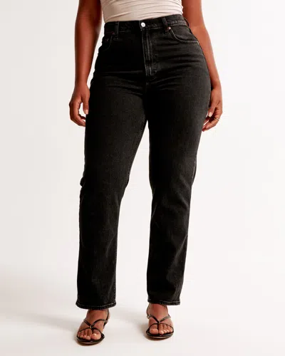 Abercrombie & Fitch Curve Love Ultra High Rise Ankle Straight Jean In Black