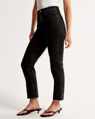 Abercrombie & Fitch Ultra High Rise Ankle Straight Jean In Black