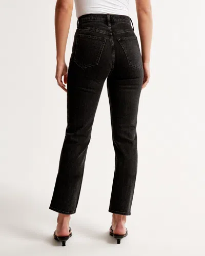 Abercrombie & Fitch Ultra High Rise Ankle Straight Jean In Black