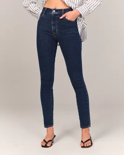 Abercrombie & Fitch High Rise Super Skinny Ankle Jean In Blue