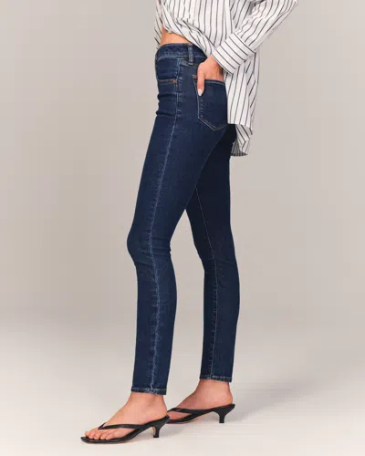 Abercrombie & Fitch High Rise Super Skinny Ankle Jean In Blue